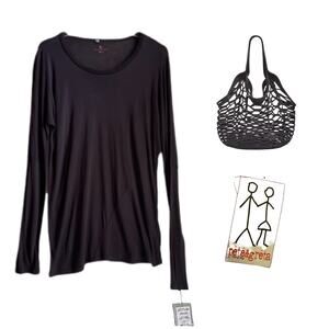 PETE & GRETA FOR T JOHNNY WAS DARK BROWN LONG SLEEVED TEE SHIRT SZ S $100 NWT